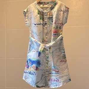 Gap Kids travel print linen/cotton dress